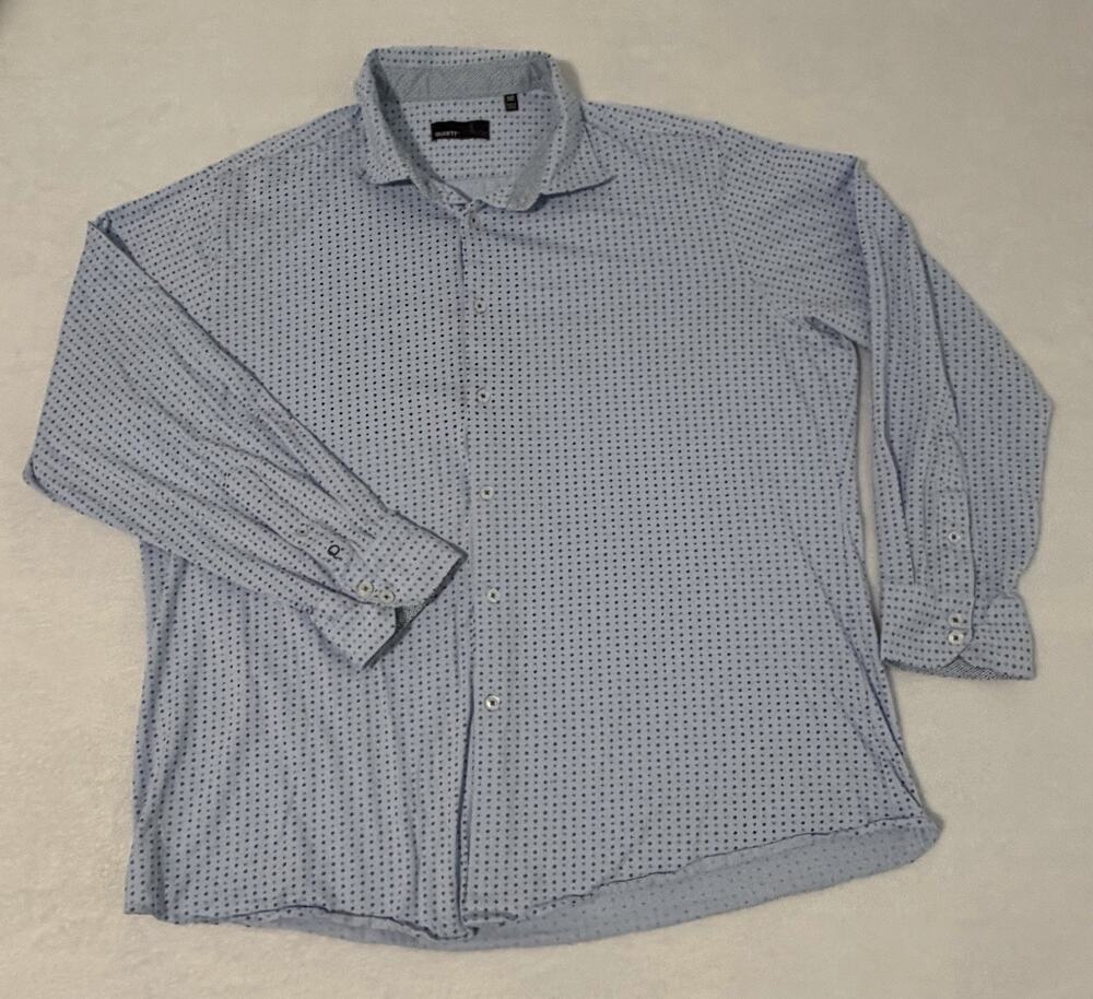 Quieti Men’s Long Sleeve Blue Dot Pattern Button Down Dress Shirt Size 2XL